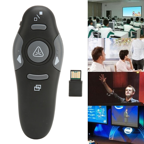 Presentasjonsklikker 15m Fjernkontroll Avstand Ergonomisk Bærbar 2.4GHz Fjernklikker for Skole Kontor