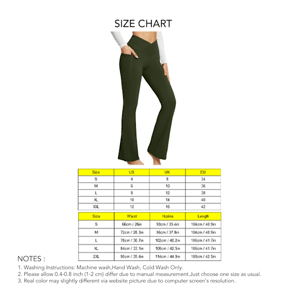 Yoga Byxor Dam Utsvängda Hög Midja Slim Fit Ytterficka Trendiga Bekväma Slim Gym Flare Byxor Grön L