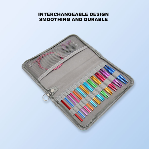 Utslätade cirkulära stickor set 3 till 10mm utbytbara släta cirkulära stickor set med förvaringsväska för hantverksprojekt