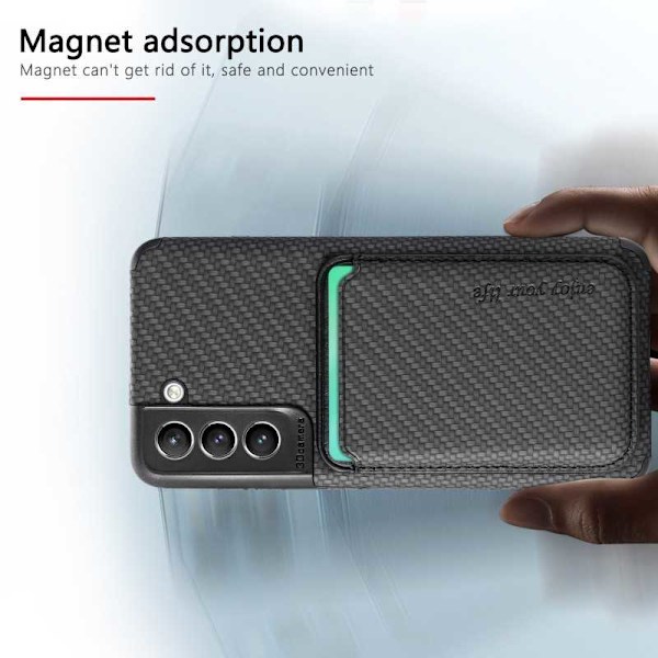 Samsung S21 FE Skal Med Magnetisk Korthållare Svart - Modulär Design Med Långlivskraftig Skydd