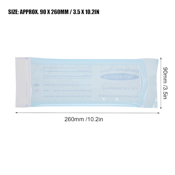 200 st / låda 90 x 260 mm Självförslutande tandpåse Engångstand Tatueringsverktyg Förvaringsväska