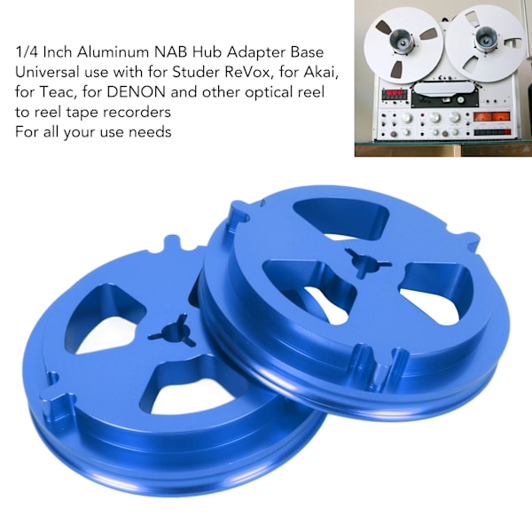 1 Par 1/4 Tommer NAB Hub Optisk Aksel Adapter Aluminium Polert Base Spole til Spole Båndåpner for Studer ReVox for DENON Blå