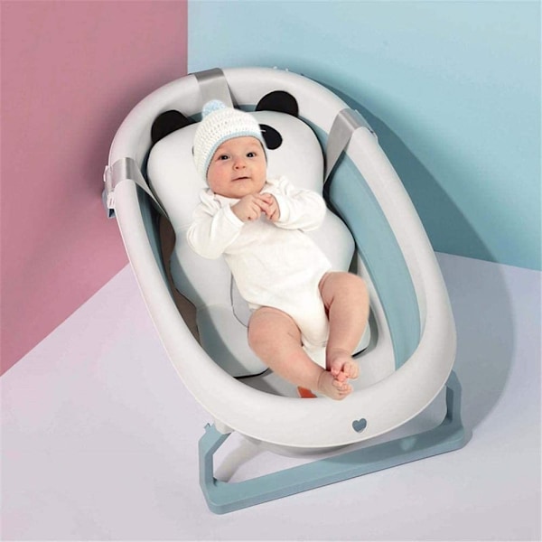 Bedårande Panda Baby Bad Flytande Matta, Livmoder Bionisk Design Mjuk Svampinsats för Säker & Bekväm Babybadkar Badkudde, Halkfri Vit