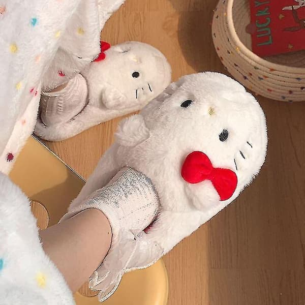 Hello Kitty Sanrio Plys Sutsko Kawaii Søde Studenter Efterår Vinter Soveværelse Bløde Polstrede Plys Sko Legetøj Piger Julegaver