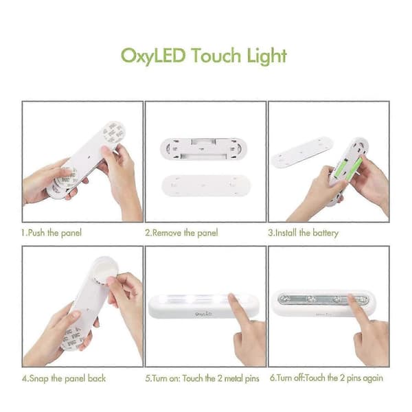 GETIT Touch Skabslamper, 2 stk. 4 LED Touch Tap Lamper, Klæb-på Hvor Som Helst Tryklys Trådløse Touch Sensor LED-lamper