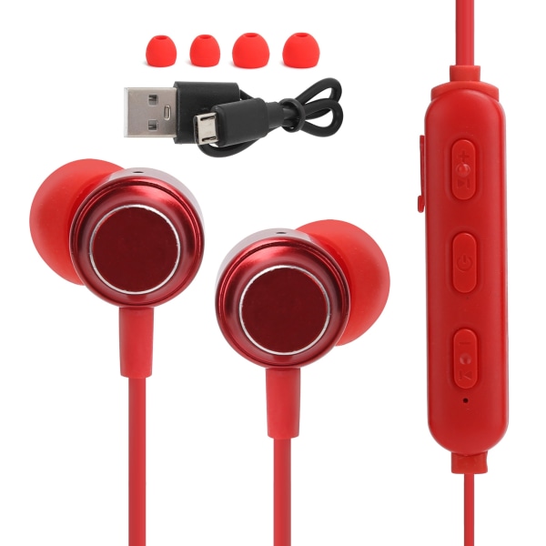 Sports Bluetooth-headset, nackmonterad brusreducerande HIFI-hörlurar med magnetisk sugning (röd)
