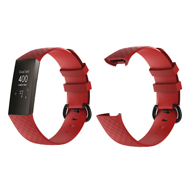 Enkel farge High-end klokkestropp/klokkebånd/armbånd for Fitbie Charge 3 rød