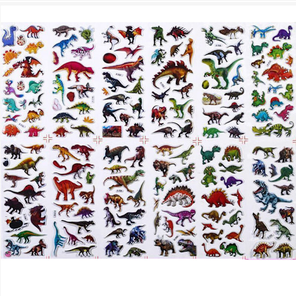 3D Dinosaur Stickers, 12 ark Puffy Stickers Børn Dinosaur Tema Stickers til Belønning Scrapbooking Dinosaur Tema Fødselsdagsfest Favors Supp