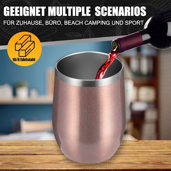 Stilren Vinglas i Rostfritt Stål, Dubbelväggig Vakuumisolering Håller Drycker Kalla i Upp Till 9 Timmar Eller Varma i Upp Till 3 Timmar, Perfekt Present För