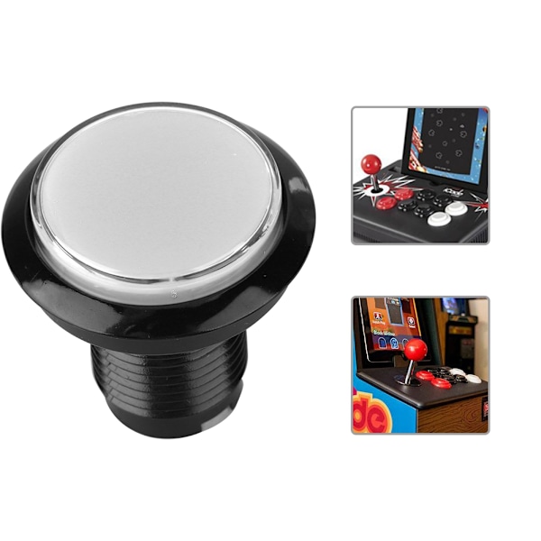 Rund LED-lampe opplyst stor knapp til arkadespill DIY-del (hvit)