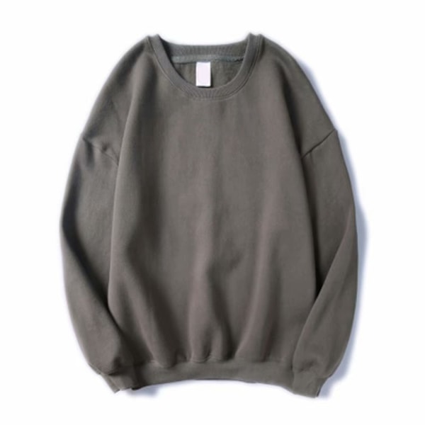 Långärmad herrtröja Rund Hals Casual Enfärgad Sweatshirt Höst Vinter Grå M