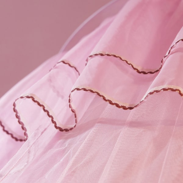 Pustemiddelbar rund baldakin blonder prinsesse stil myggnett seng gardin nett (rosa)