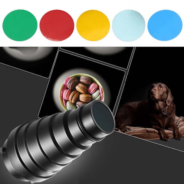 Blixt Snoot Mount Konisk Snoot Kit Optisk Fotografi Blixt Kondensatorrör för Studio Foto Video