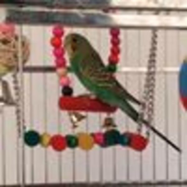 Avian Amusement, Färgglada Tuggleksaker för Fågelbur, Enkel Installation för Medelstora och Små Fåglar, Tugg- och Ljudunderhållning (7 Delar)