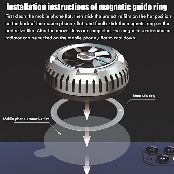 Støjsvag mobiltelefon køleventilator magnetisk køleapparat til mobiltelefoner tablets over 4,5 tommer