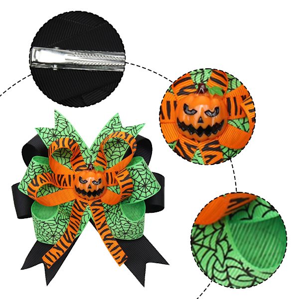 Spindelspöke Pumpa Tema Halloween Håraccessoarer, Unika Bedårande Utrustningar Dekor Med Hållbara Alligatorklämmor