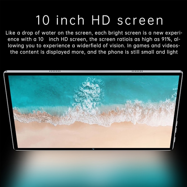 10 Tum Tablet Blå 1200x1920 FHD 6GB RAM 256GB ROM 2.0GHz Octa Core 13Mp Kamera 7000mAh 5G WiFi Kontorstablet 100‑240V EU-kontakt Blå