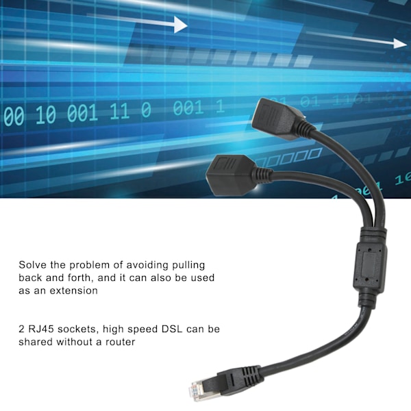 RJ45 Ethernet -sovitinkaapelin jatke 1-2 porttiin Erinomainen yhteydensiirto Hyvä signaali Ethernet-pistorasia-sovitin