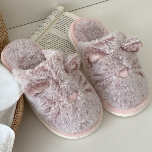 Tøfler til kvinder Fuzzy Cute Animal Memory Foam Indoor House