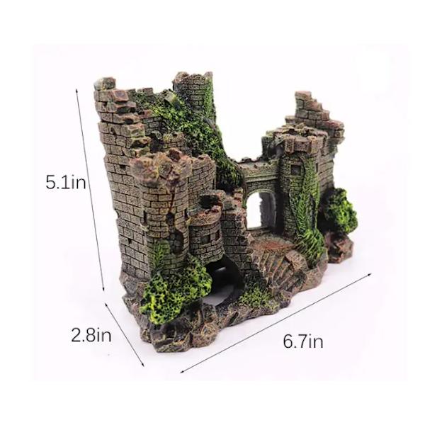 Slott Akvarium Dekorasjoner Akvarium Ornamenter med Mosed for Betta Gjemmested