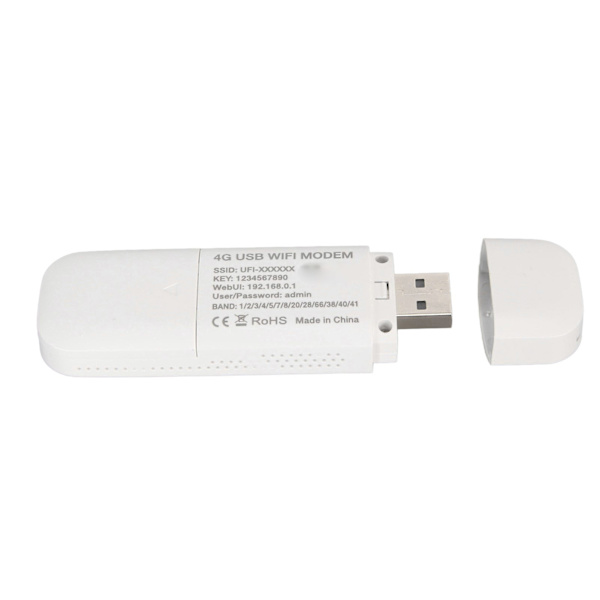 4G LTE USB WiFi Modem med SIM-kortslot Højhastighedslåst bærbar 4G Router Rejse Hotspot Verdensomspændende Universal Hvid