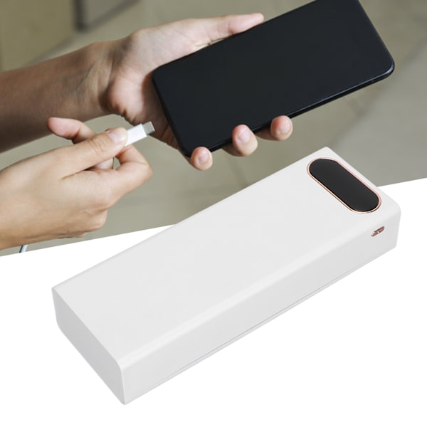 L20 18650 Batteriholder 10W DIY Mobil Powerbank Etui Bærbar Batterilader med LCD-skjerm for 20 Batterier Hvit