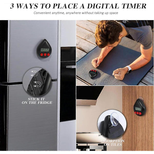 Digital køkkentimer-nedtælling optællingstimer-magnetisk nedtællingstimer med stort display-digital visuel timer-køkken nedtællingstimer-madlavningstimer