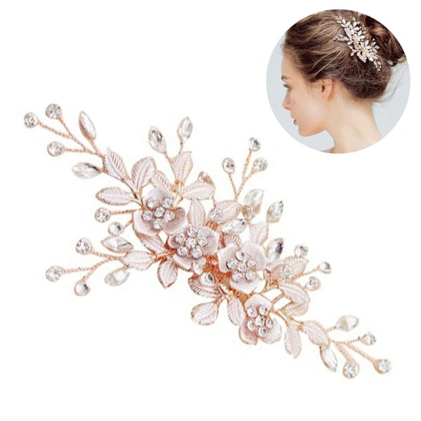 Alloy Leaves Handmade Flower Headpiece Bridal Wedding Headwear Hair Rhinestone Jewelry Hair Comb Bridal Hair Accessories