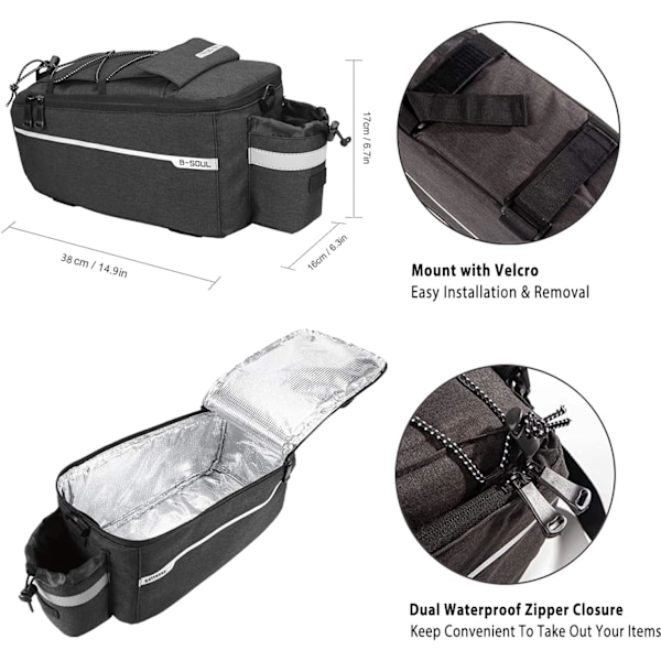 Adventurer's Choice, Cykelväska för pakethållare med vattentät beläggning och värmeisolering, perfekt för din dagliga pendling och utomhusutflykter