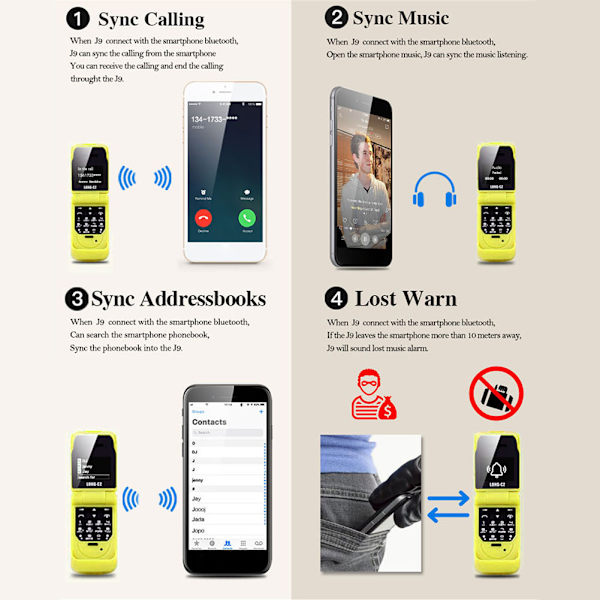 Mini Flip Mobiltelefon 0,66 tum skärm Bluetooth Uppringare Minsta Mobiltelefon
