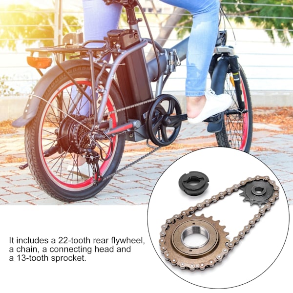 Sprocket kjede sett 22T tann bakre frihjul 38 ledd kjede og 13T tann tannhjul sett