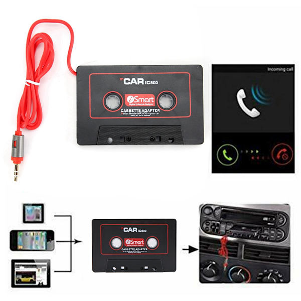 Auton stereokasettisovitin CD MD MP3 MP4 -soitin 3,5 mm:n Aux-ääniliitäntään matkapuhelimelle