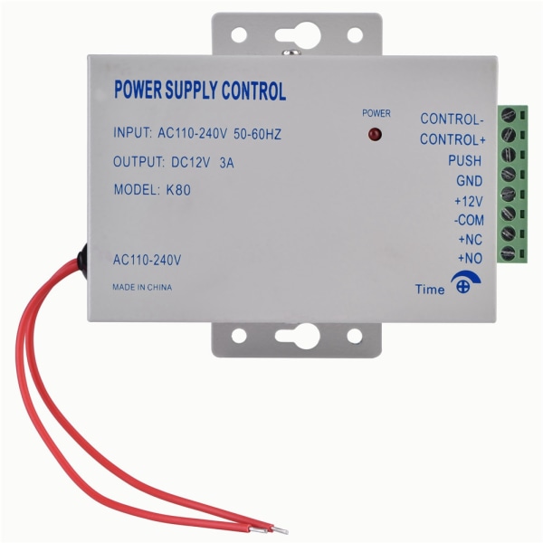 Ingång AC110V-240V Utmatning DC 12V 3A 30W Strömförsörjningskontroll för Dörrtillträdeskontrollsystem