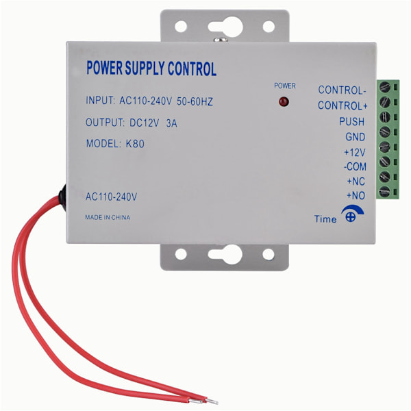 Inngang AC110V-240V Utgang DC 12V 3A 30W Strømforsyning Kontroller for Dør Adgangskontroll System