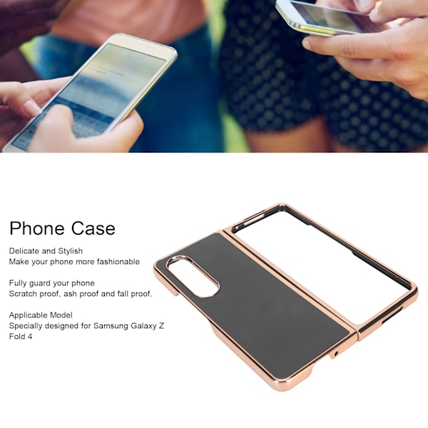 Telefon Etui Beskyttende Cover til Samsung Galaxy Z Fold 4 Nano Plating Ægte Læder Ridsefast Sort