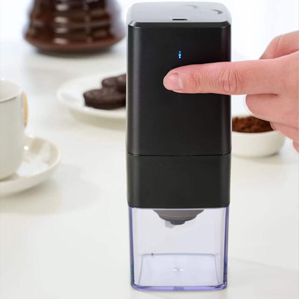 Svart ABS Elektrisk Kaffekvarn, Multifunktionell Design för Kaffebönor, Kryddor, Örter med Justerbar Precisionsmalning