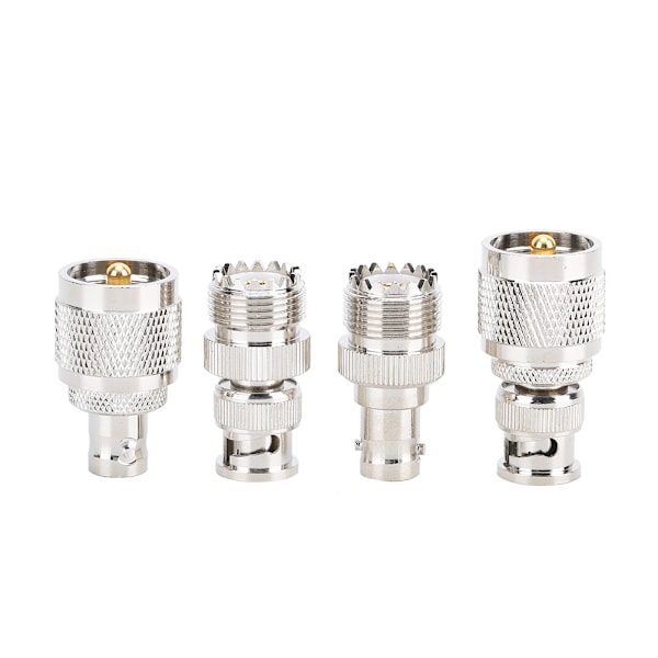 4 stk UHF til BNC nikkelbelagt kobberkontakt adapter 50 Ohm for antenne radio WiFi trådløst LAN