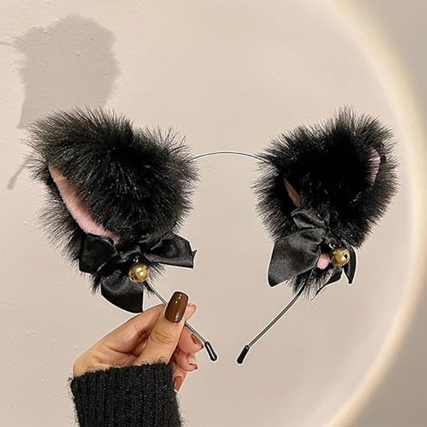 Kattöron Pannband & Choker Halsband Set, Idealiska Djur Faux Päls Plysch Pälsiga Öron för Maskeradbal Högtidsbal, Mjukt och Verklighetstroget Material