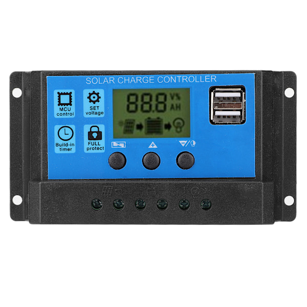 12V 24V Intelligent Fotovoltaisk Solcellsladdningsregulator PWM Auto Solcellspanel Regulator Tillbehör 10A