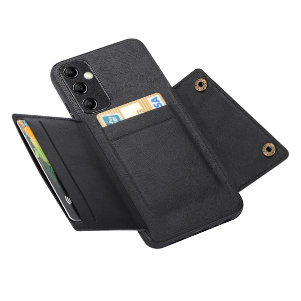 Samsung A15 5G, PU Läder Skal, Plånbok, Svart