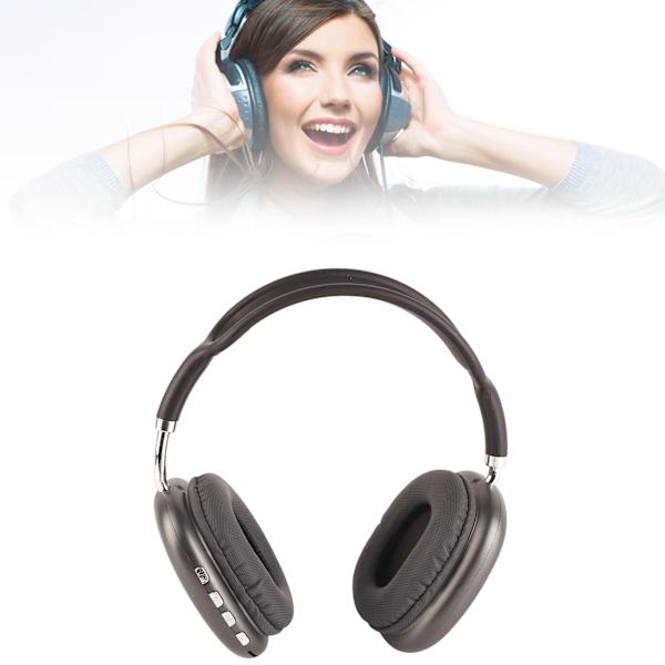 Bluetooth-hodetelefoner med støyreduksjon, klar lydkvalitet, kraftig bass, trådløse hodetelefoner for datamaskin, PC, svart