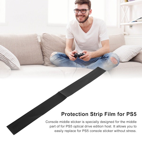 For PS5-konsoll Midtre Skin Integrert Riperesistent Midtre Strip Klistremerke for PS5 Optisk Stasjon Edition Vert Svart