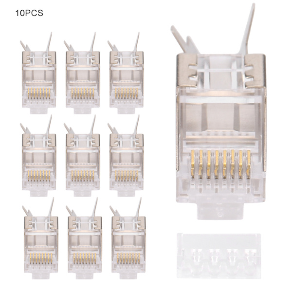 10 stk. afskærmede RJ45 8P8C CAT7 30GIP kommunikationsnetværksserverkonnektorer Ethernet-kabel RJ45