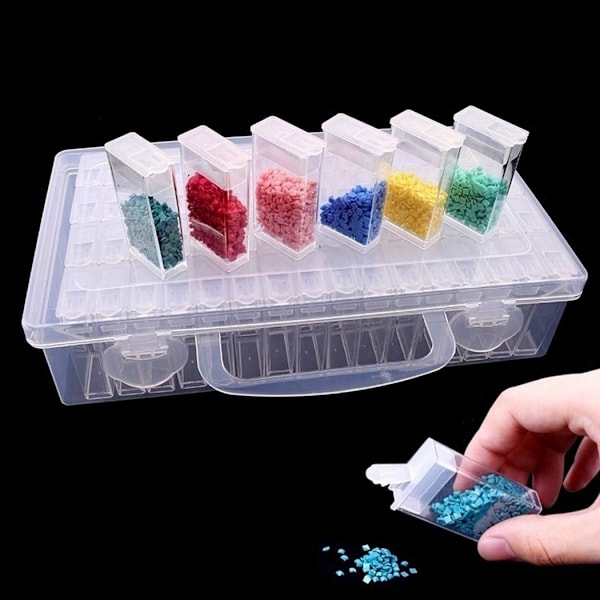 Diamantmålnings Tillbehör Organizer, Hantverksförvaring med Oberoende Fack för Mångsidig Förvaring, Plast Organizer med Justerbara Avdelare och