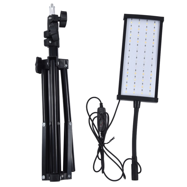 LED växtlampa justerbar stativ dubbel kontroll fullspektrum