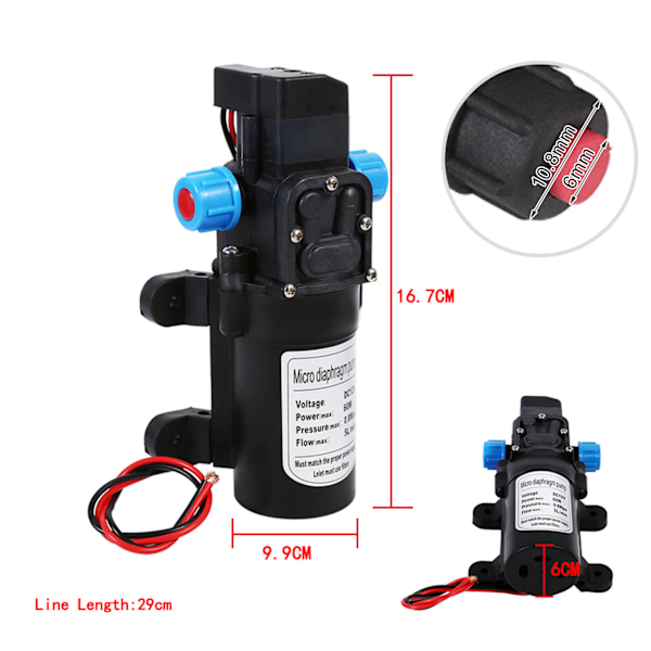 DC 12V Vattenpump Högtryck 116Psi Självsugande Husvagn Camping Båt