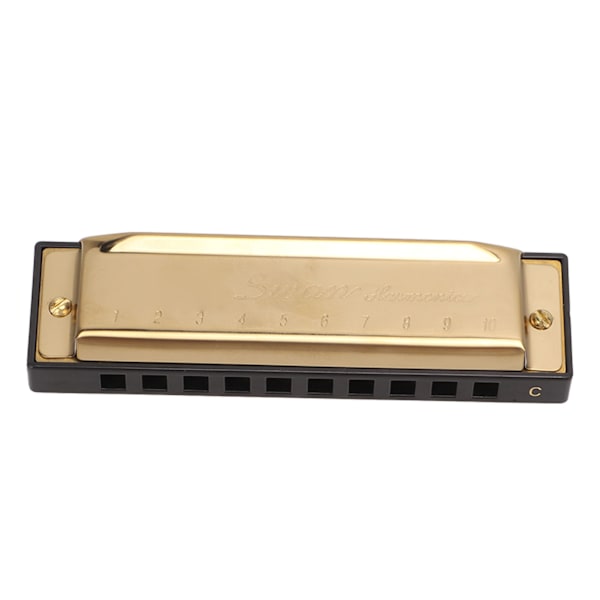 Munspel Krompläterad Kopparplatta Gyllene 10 Hål 20 Toner C-Dur Munorgel Instrument för Konsert