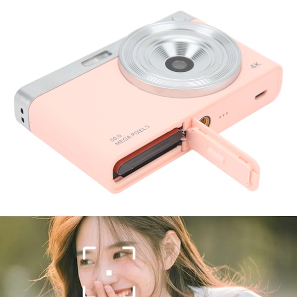 4K Digital Camera 2.88in IPS HD Mirrorless Camera AF Autofocus 16X Zoom 50MP Camera for Macro Shooting Pink