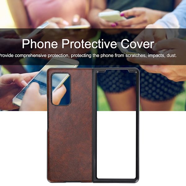 Mobilt läderfodral för Samsung Galaxy Z Fold 2 skyddande fodral AntiFall-fodral (brunt)