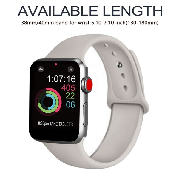 Sport Watch Band kompatibel med Watch 38-40mm Mjukt silikonersättningsband Sportband kompatibel med iWatch Series 5/4/3/2/1, S/M, M/L